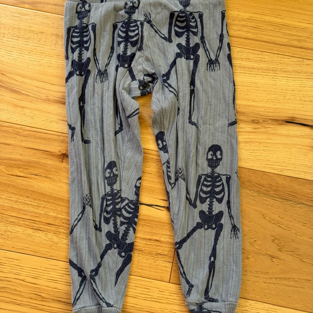 Mini Rodini Gray Organic Leggings with Skeleton Design